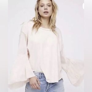 Free People Cream Bell Sleeve Blouse